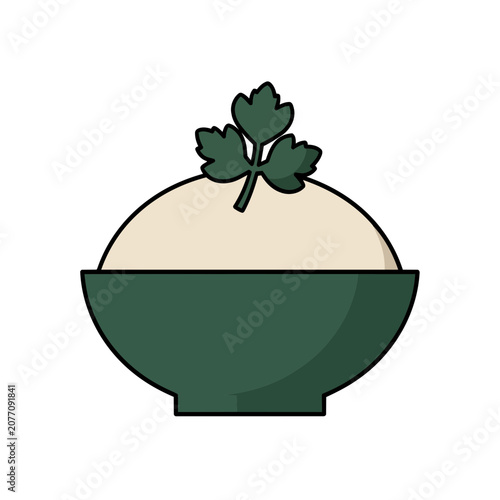 Flat illustration of rice bowl with parsley