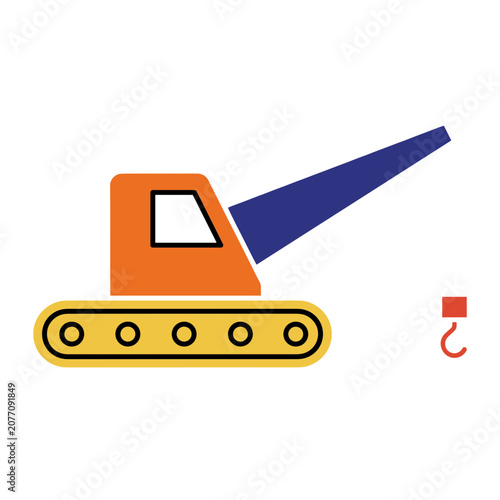 Flat vector icon of a crane truck with hook