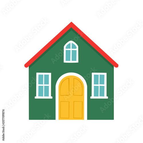 Flat vector illustration of a green house