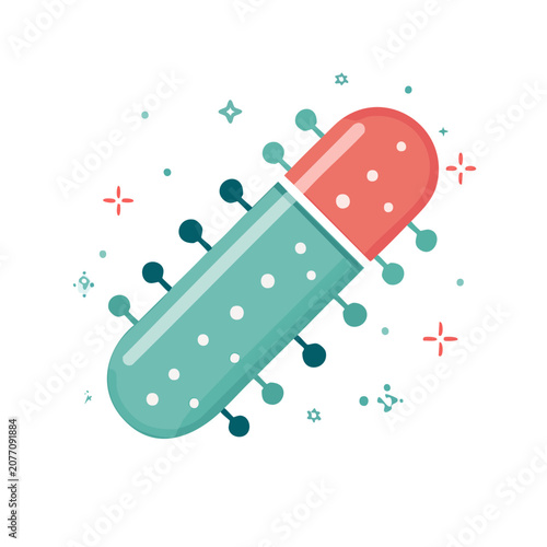 Flat vector illustration of a virus with spikes