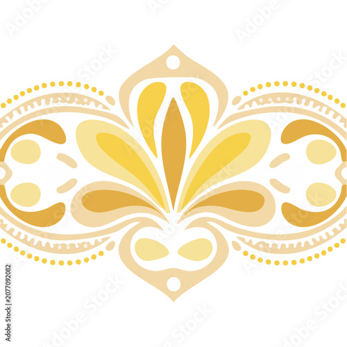 Symmetrical Floral Ornament with Paisley and Teardrop Motifs