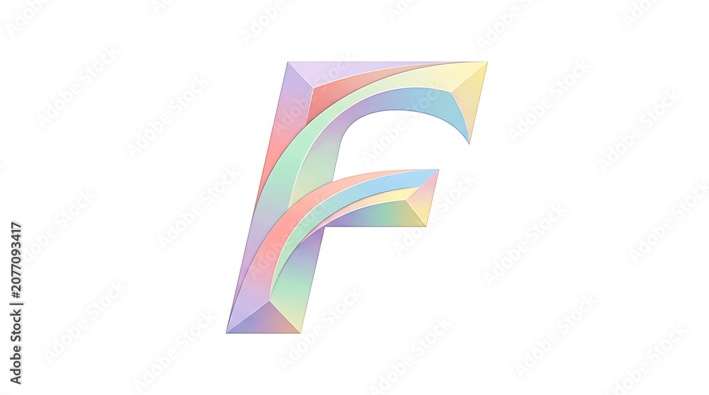 Fototapeta premium A colorful 3D illustration of a stylized letter F with rainbow hues