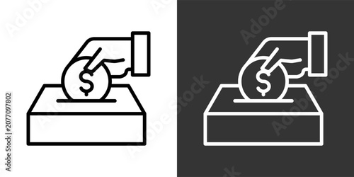 Direct Deposit Black And White Icon Set Collection Pack Vector Illustration