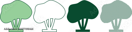 Vector set of four distinctive tree illustrations in various styles and colors