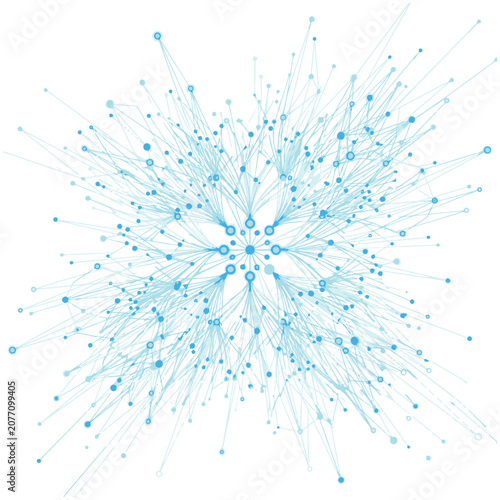 Fotografie Abstract digital network connection points and lines technology background