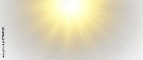Tableau sur toile Golden sunburst background with bright light rays expanding from the top center