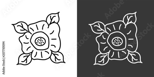 Fotografie Corpse Flower Black And White Icon Set Collection Pack Vector Illustration