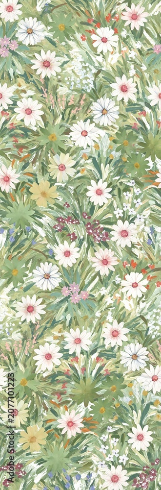Fototapeta premium Collection of delicate soft watercolor floral vertical seamless pattern swatches set