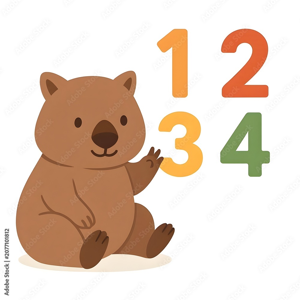 Obraz premium Cute 3D wombat character counting and calculating, corporate accounting financial audit and tax planning concept, isolated on white background.
