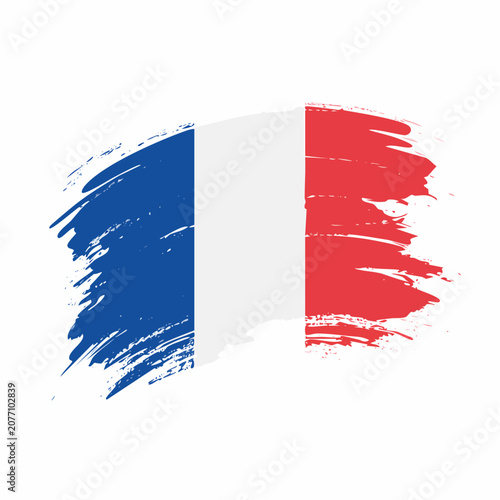 Abstract France Flag Vector with Artistic Brush Stroke Design