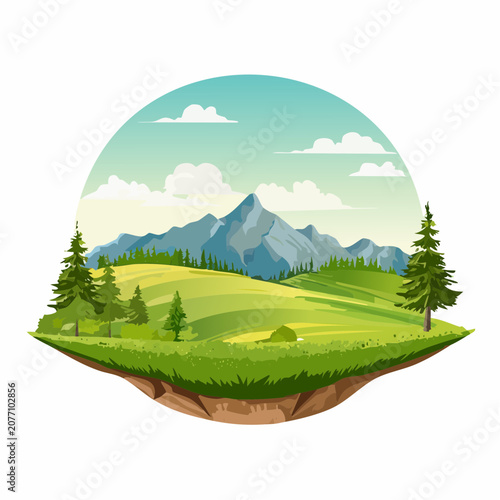 Green mountain landscape and rolling hills background vector