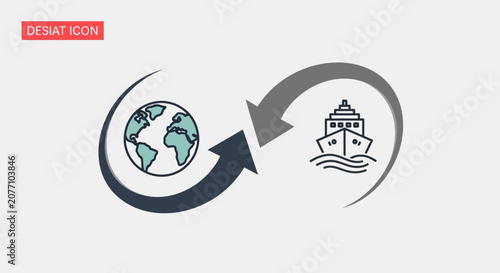 Obraz na plátně Earth globe to lighthouse navigation icon.