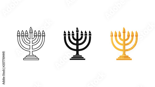 Obraz na płótnie Traditional menorah candelabra icon set with candelabra religion hanukkah tradit