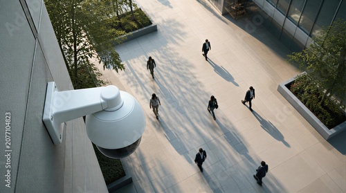 top-down perspective of a smart city plaza captured from above
