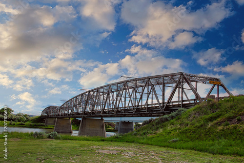 Evening Summer Light on the Yellowstone Bridge over the Yellowstone River in Fallon, Montana.