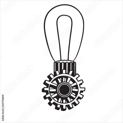 Automotive Gear Mechanism and Component Technical Line Art Vector