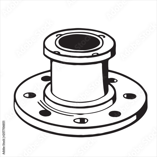 Automotive Wheel Hub Flange Mechanical Line Art Illustration