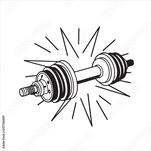 CV Joint Drive Axle Automotive Mechanical Line Art Illustration