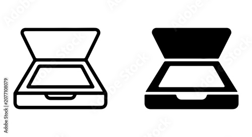 Tableau sur toile Flatbed Scanner Icons, Document Digitizer Vector Set, Office Equipment Graphic