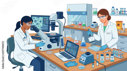 Scientists in Lab: Research, Experiment, Technology and Analysis