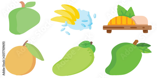 Tableau sur toile Traditional Asian dessert colorful flat vector illustration featuring sweet mang