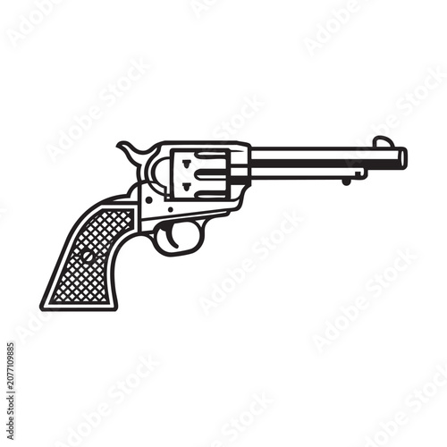 Fotografía Vintage single action revolver outline icon design vector illustration isolated