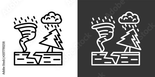 Canvastavla Disaster Black And White Icon Set Collection Pack Vector Illustration