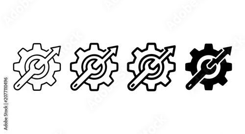 Obraz na plátně Gear and Wrench Icons, Mechanical Tools, Engineering Symbols, Service and Repair