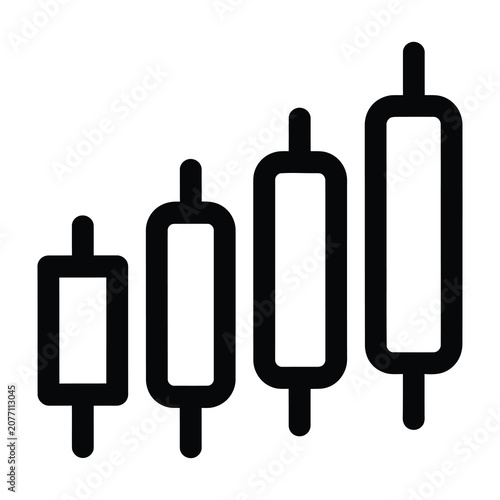 Candlestick chart icons for business finance analysis and stock market trading strategy