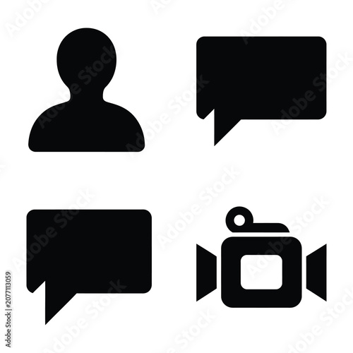 Silhouette icons of person chatting on camera