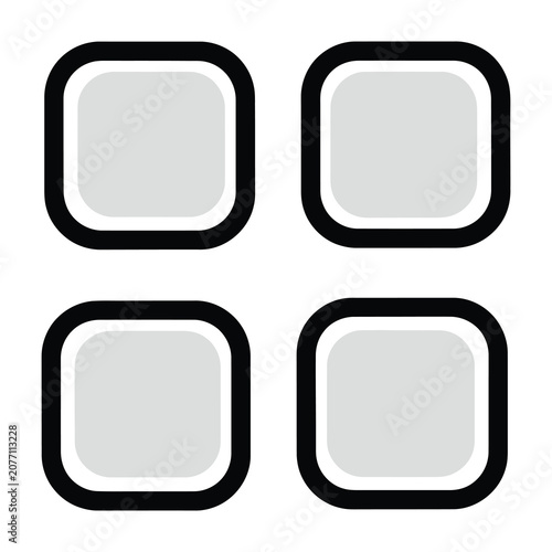 Grid menu icon with four rounded square buttons for user interface design layout