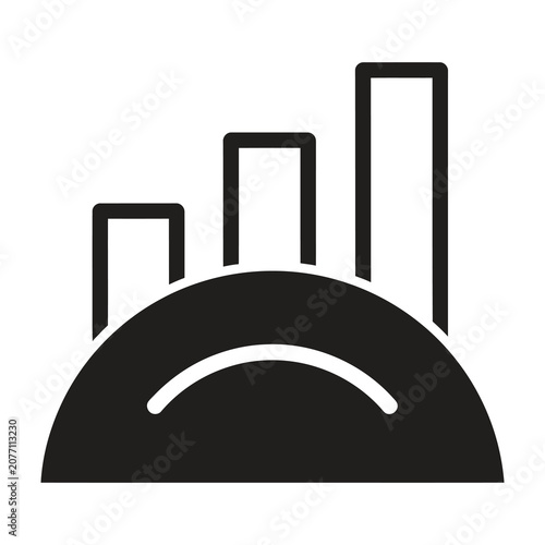 Minimalist Business Growth Icon Featuring Rising Bar Chart Over A Rounded Surface