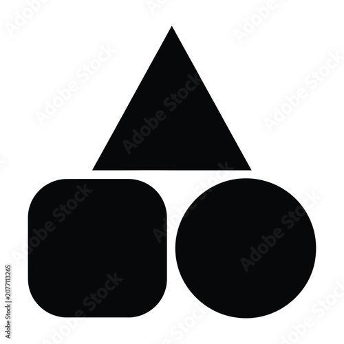Minimalist Black Geometric Shapes Including Triangle Square and Circle Elements