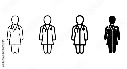 Doctor Icons Set, Medical Professional Vector Graphics, Healthcare Symbol Collection, Physician Silhouette