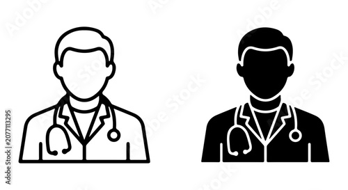 Doctor Icon Set, Medical Professional Silhouette, Healthcare Staff Vector Graphics, Physician Symbol