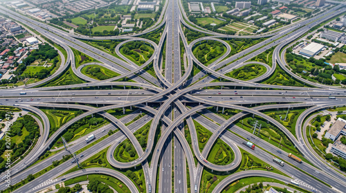 Foto Aerial view of a complex highway interchange in china, featuring multilevel road