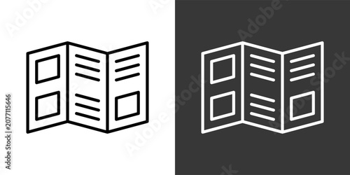 Brochure White And Black Icon Set Collection Pack Vector Illustration