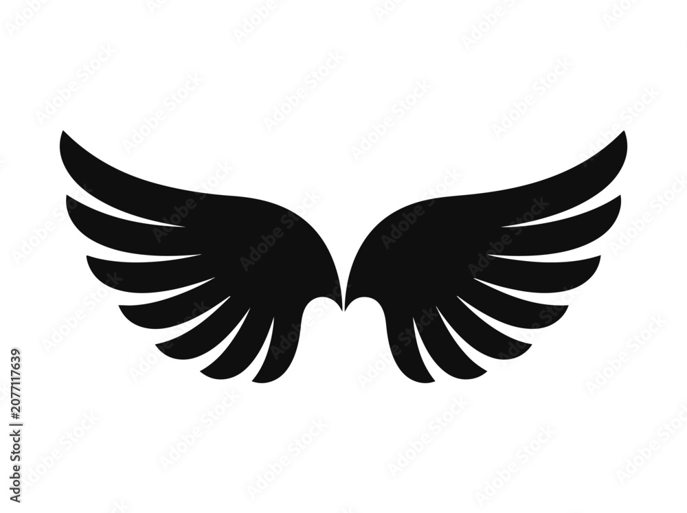 Obraz premium Stylish black wing tattoo design with detailed feather patterns and a sleek, modern aesthetic for body art enthusiasts