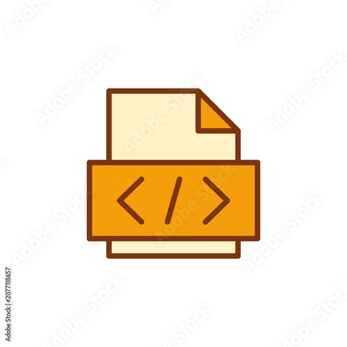 Code file icon in filled outline symbol style for source document