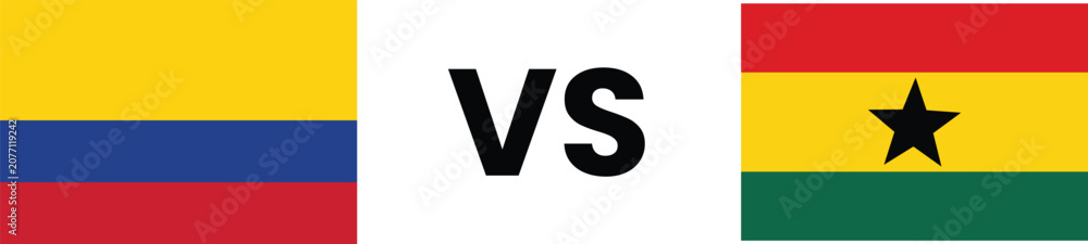 Obraz premium Colombia vs ghana flag comparison