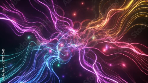 Vibrant Abstract Particle Energy Waves 4K Generative AI