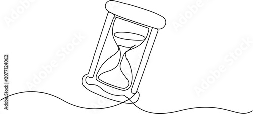 Photos Continuous line drawing hourglass, sand timer icon, minimalist time concept, vec