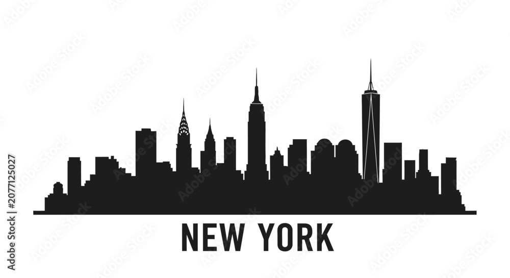 Obraz premium New York City Skyline Silhouette - Black and White Vector Illustration