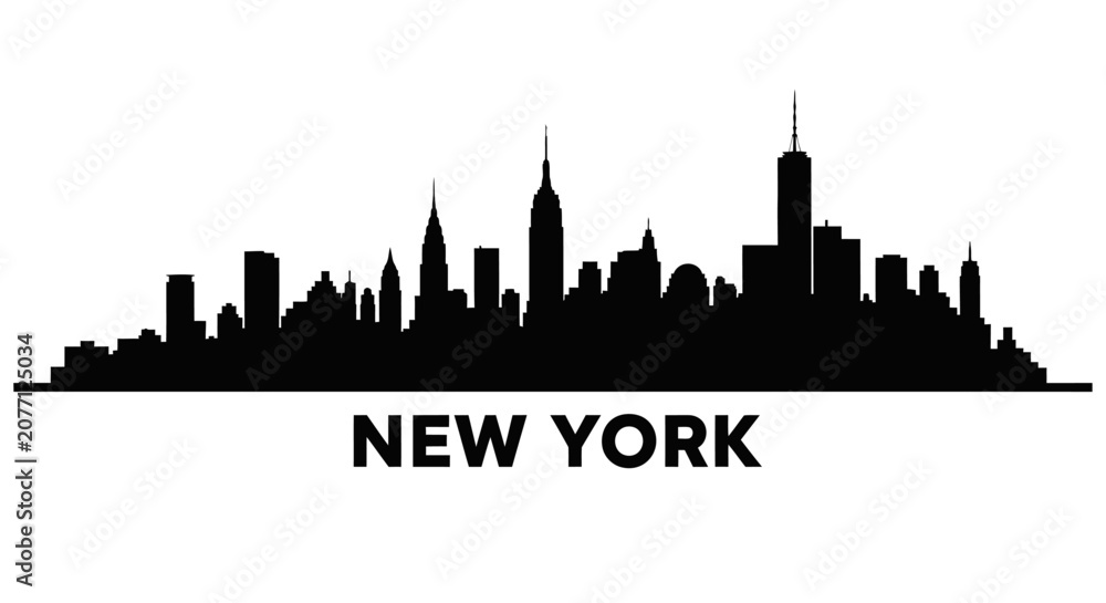 Obraz premium New York City Skyline Silhouette - Black and White Vector Illustration