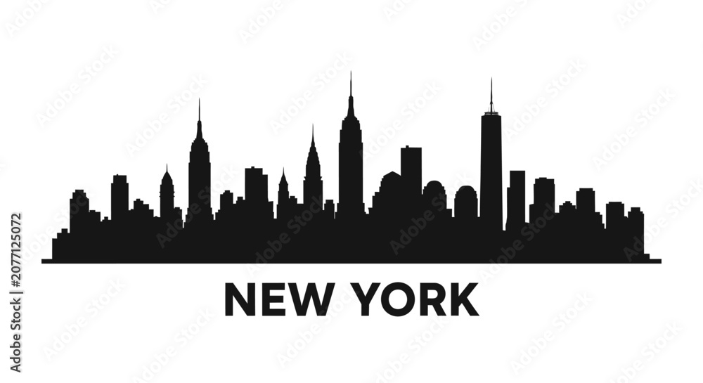 Obraz premium New York City Skyline Silhouette - Black and White Vector Illustration