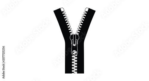 Black zipper silhouette on a white background silhouette