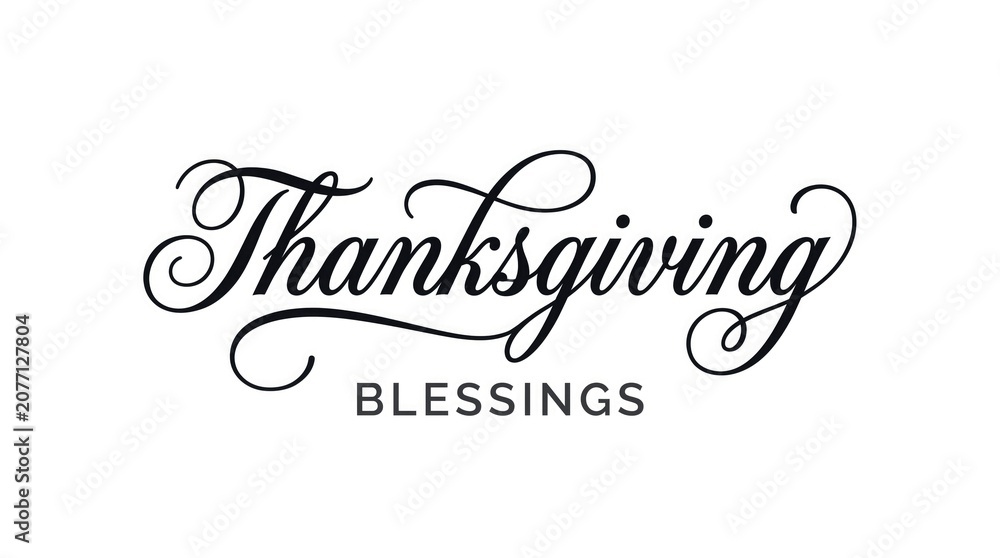 Fototapeta premium Elegant thanksgiving calligraphy with 'blessings' text holiday greeting design element