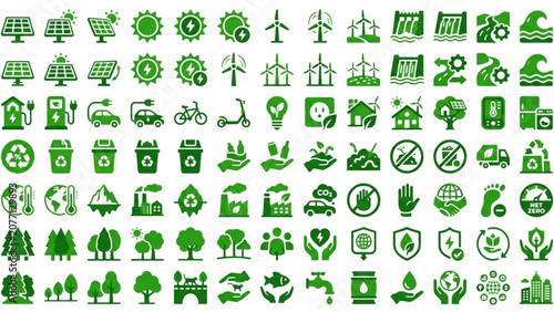 Tableau sur toile Sustainable ecology and green energy vector bundle including alternative power r