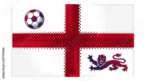 Quadro su tela England football flag with halftone lion and soccer ball