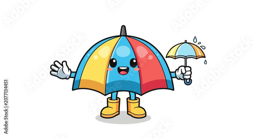 Kawaii Umbrella Character Illustration
